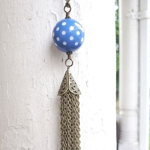 Vintage polka dot necklace brass